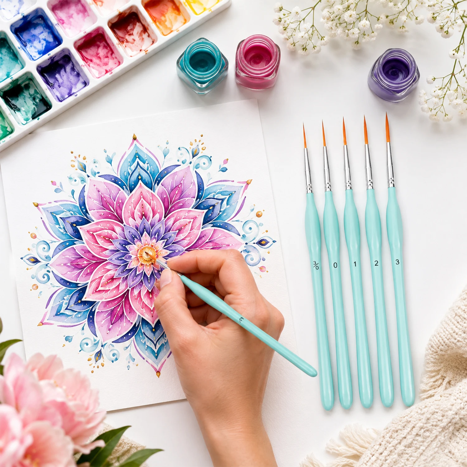 6本セットのリガーペイントブラシセット、細い先端のディテール - Detailing Brush Set のレビューと価格